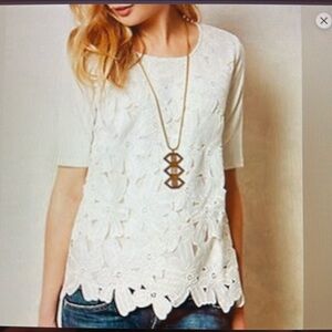 Anthropologie Sunday in Brooklyn white floral embroidered lace